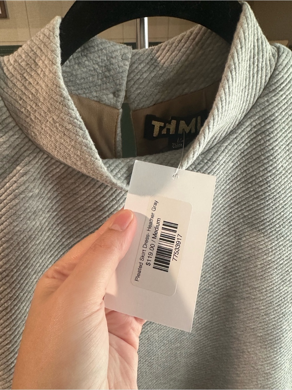 THML Heather Gray Textured Mock-Neck Dress - Picture 3 of 4
